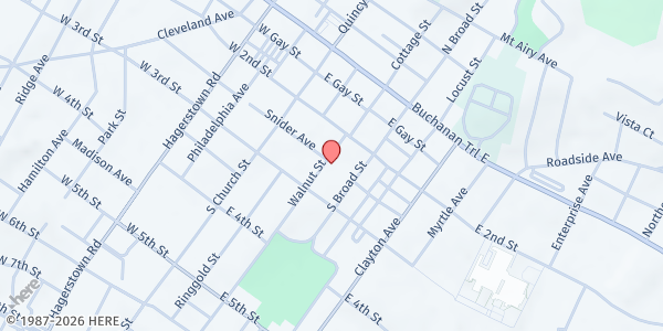 Map showing Waynesboro Community and Human Services at 123 Walnut St., Waynesboro, PA