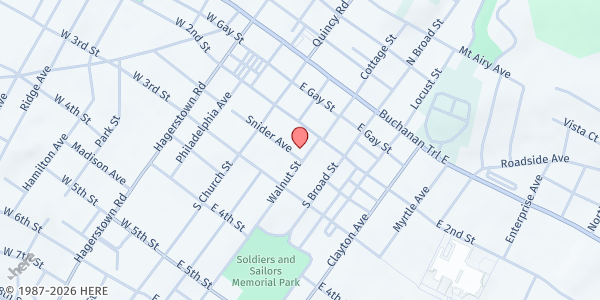 Map showing Waynesboro Community And Human Services at 114 Walnut St, Waynesboro, PA