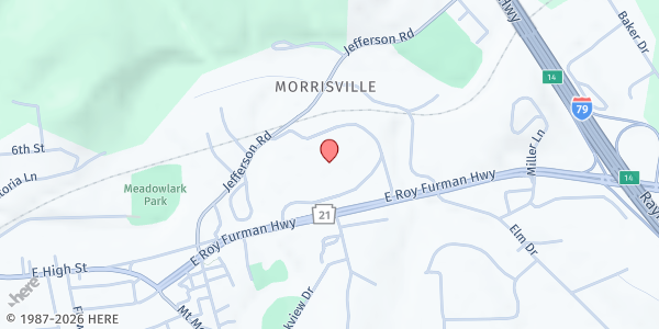 Map showing Franklin Township Pantry at 107 Fairgrounds Rd., Waynesburg, PA