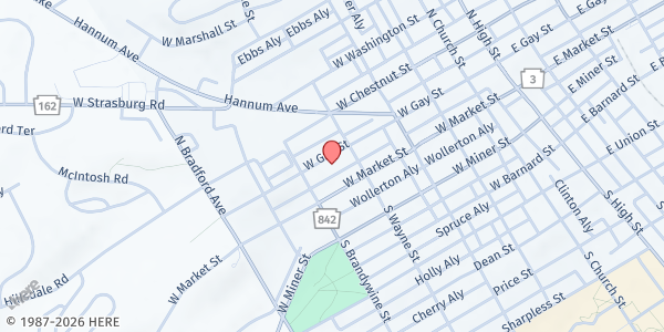 Map showing Cornerstone Christian Fellowship at 426 W. Gay St., West Chester, PA