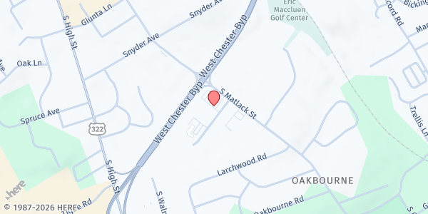 Map showing Meals on Wheels of Chester County - Main Office at 404 Willowbrook Ln., West Chester, PA