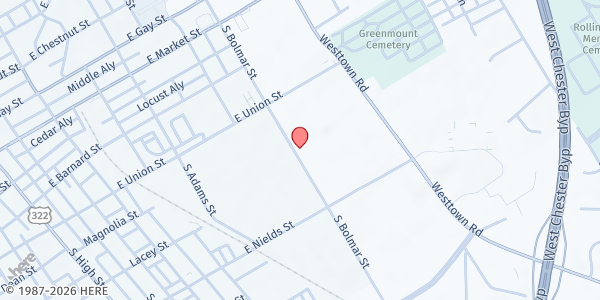 Map showing West Chester Food Cupboard at 431 S. Bolmar St., West Chester, PA