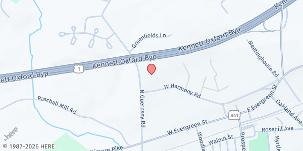 Map showing West Grove UMC at 300 North Guernsey Road, West Grove, PA