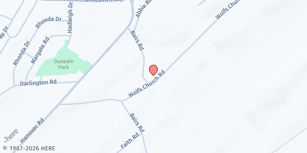 Map showing Harvest of Hope Food Pantry at 4485 Wolfs Church Rd., West Manchester Township, PA