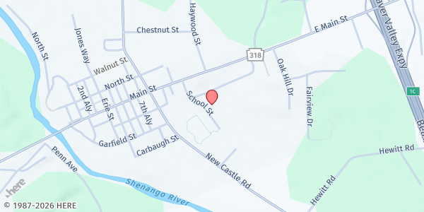 Map showing West Middlesex (School Pantry) at 3591 Sharon Rd, West Middlesex, PA