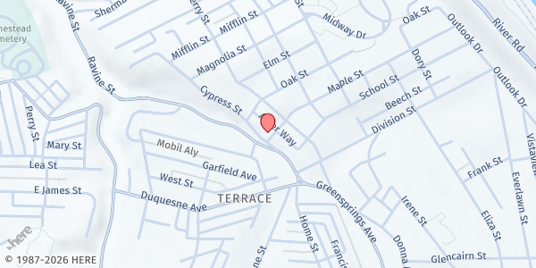 Map showing First Baptist Church Of West Mifflin at 3427 Cypress St, West Mifflin, PA