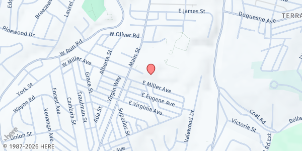 Map showing St. Therese - St. Thomas the Apostle Parish at 529 Grant Ave. Ext., West Mifflin, PA
