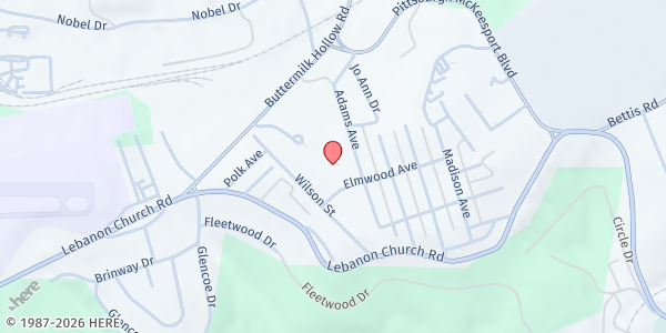 Map showing Walnut Grove Assembly of God at 44 Adams Ave, West Mifflin, PA