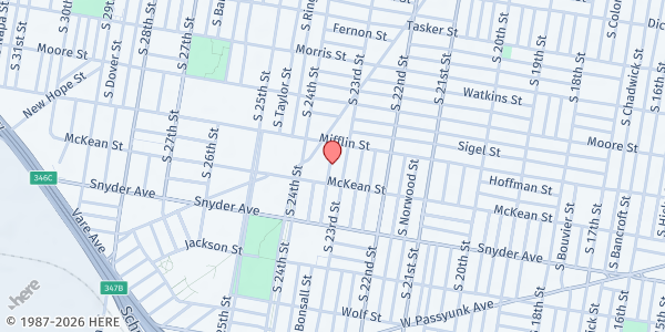 Map showing Homies Helping Homies - West Passyunk at 1933 South Bonsall Street, West Passyunk, PA