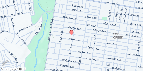 Map showing Christ of Calvary Covenant at 500 South 61st Street, West Philadelphia, PA