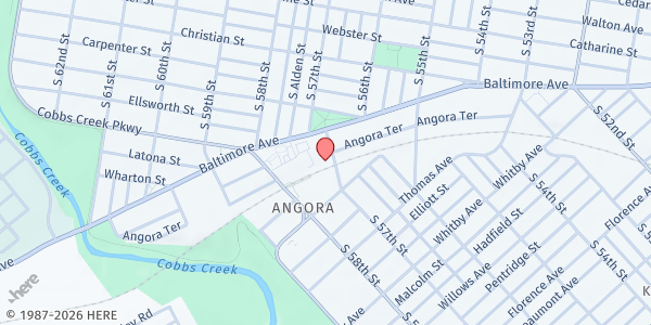 Map showing Covenant Outreach Center at 1040 South 57th Street, West Philadelphia, PA