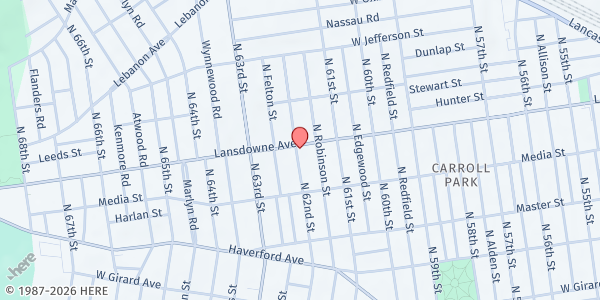 Map showing Good Samaritan Baptist Church at 6148 Lansdowne Avenue, West Philadelphia, PA