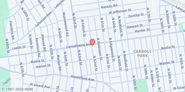 Map showing Good Samaritan Baptist Church - Food Pantry at 6148 Lansdowne Avenue, West Philadelphia, PA