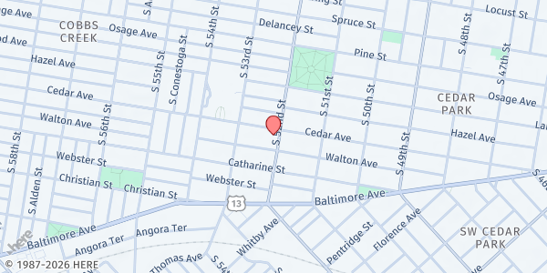 Map showing Jamie Gauthier 3rd District Office at 606 South 52nd Street, West Philadelphia, PA