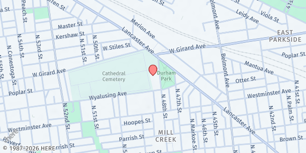 Map showing Our Mother of Sorrows at 1030 North 48th Street, West Philadelphia, PA