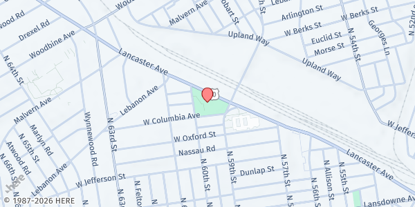 Map showing Tustin Playground at 5901-29 West Columbia Avenue, West Philadelphia, PA