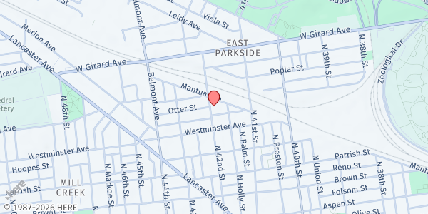 Map showing Victory Support Services - West Philadelphia at 935 North 42nd Street, West Philadelphia, PA