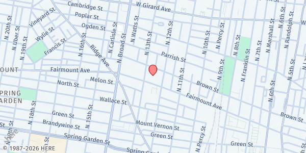 Map showing Guild House West at 1221 Fairmount Avenue, West Poplar, PA