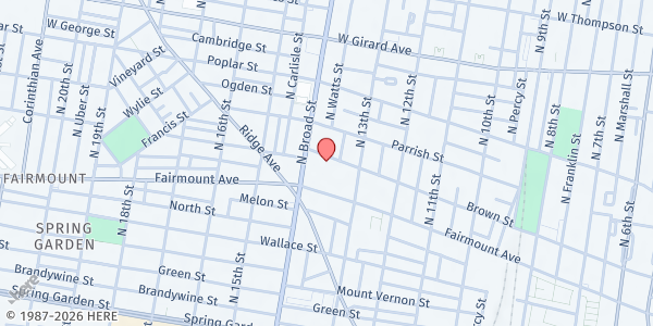 Map showing Salvation Army - Greater Philadelphia at 1340 Brown Street, West Poplar, PA