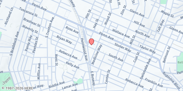 Map showing Milestone Chain of Hope Drop-In Center at 611 South Ave., Wilkinsburg, PA