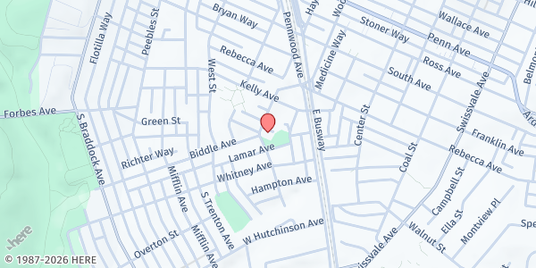 Map showing Second United Presbyterian Church - We Care Food Pantry at 300 Hay St., Wilkinsburg, PA