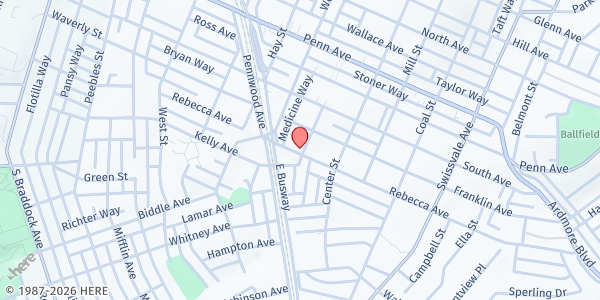 Map showing St. James Ministries Center Food Pantry at 723 Rebecca Ave., Wilkinsburg, PA