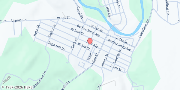 Map showing Williamsburg Food Pantry at 217 Plum St, Williamsburg, PA