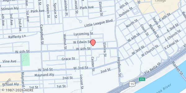 Map showing Christ Community Worship Center at 436 W. 4th St., Williamsport, PA