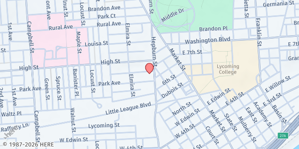 Map showing Family Promise of Lycoming County - Food Pantry at 635 Hepburn St., Williamsport, PA