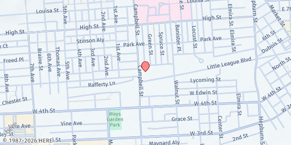 Map showing Firetree Place at 600 Campbell St, Williamsport, PA