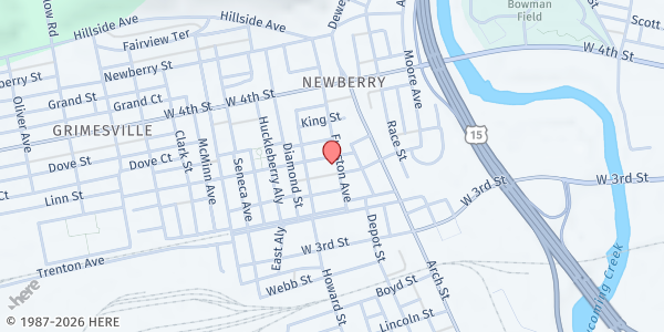 Map showing Newberry Church of Christ at 2101 Linn St., Williamsport, PA