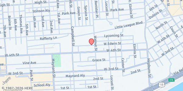 Map showing St. Joseph The Worker Parish at 711 W. Edwin St., Williamsport, PA
