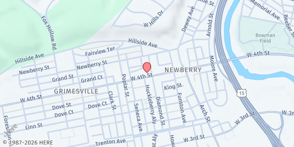 Map showing West End Christian Community Center at 901 Diamond St, Williamsport, PA
