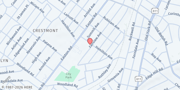 Map showing Willow Grove SDA Church at 1576 Fairview Avenue, Willow Grove, PA