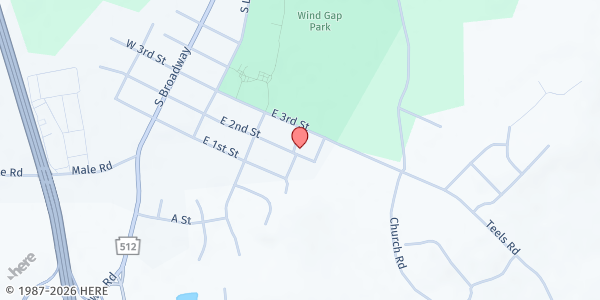 Map showing Hope UCC Food Pantry - Food Distribution Center at 701 Cherry St, Wind Gap, PA