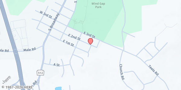 Map showing HOPE UNITED CHURCH OF CHRIST at 701 Cherry Street, Wind Gap, PA