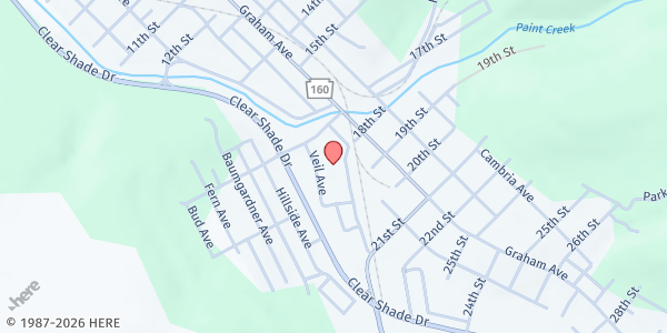 Map showing Windber Area Community Kitchen/Somerset Mobile Food Bank at 1800 Stockholm Ave., Windber, PA