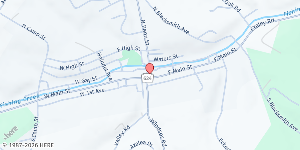 Map showing Emmanuel Of Windsor Food Pantry at 2 E Main St Rear, Windsor, PA