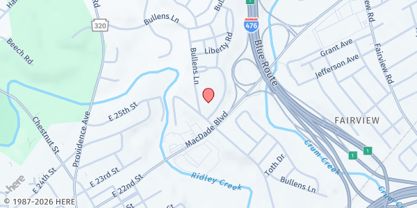 Map showing Delaware County Housing Authority at 1855 Constitution Ave, Woodlyn, PA