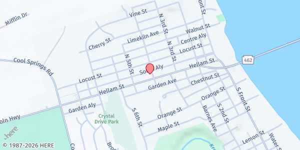 Map showing Eastern York Food Pantry at 404 Hellam St, Wrightsville, PA