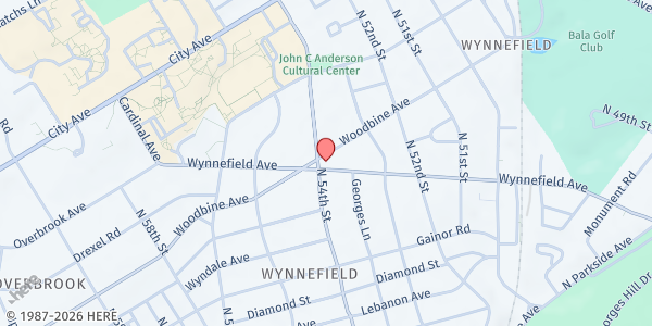 Map showing Yes I Can Tutoring Services LLC - Wynnefield at 5359 Wynnefield Avenue, Wynnefield, PA