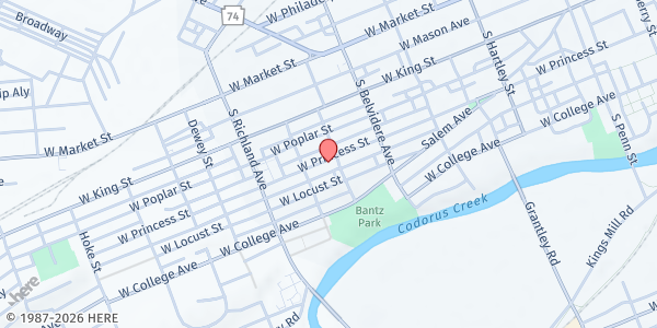 Map showing Charlotte's Pantry at 254 W. Princess Street, York, PA