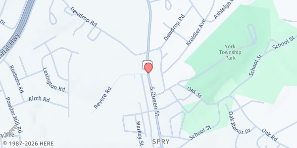 Map showing Christ Lutheran Church of Spry at 2385 S. Queen St., York, PA