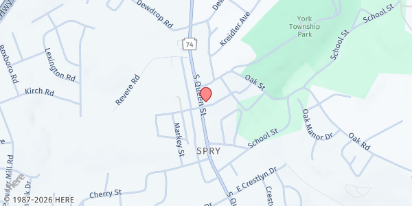 Map showing Christ Lutheran Church Of Spry - Food Pantry at 2385 S Queen St, York, PA