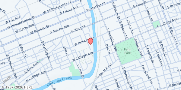 Map showing Harvest of Blessing at 254 W. Princess St., York, PA