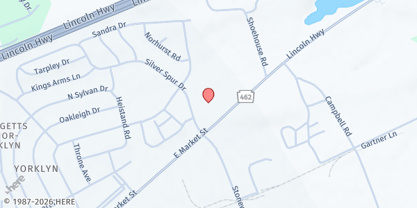 Map showing Hearts 4 Veterans at 4075 E Market St, YORK, PA