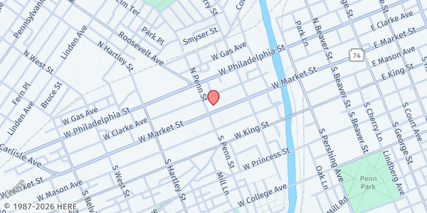 Map showing Lifepath Christian Ministries at 367 W. Market St., York, PA