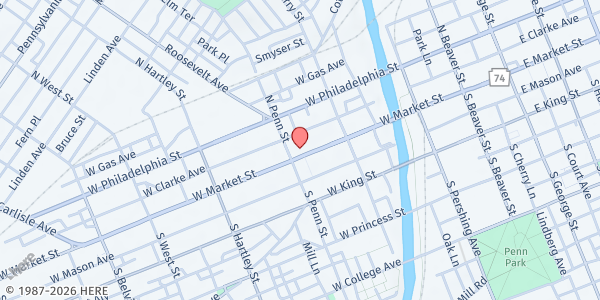 Map showing LifePath Christian Ministries - York at 367 W. Market St., York, PA