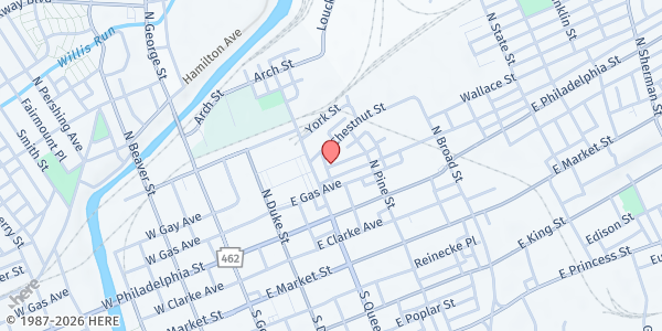 Map showing Northeast Neighborhood Association at 216 Chestnut St., York, PA