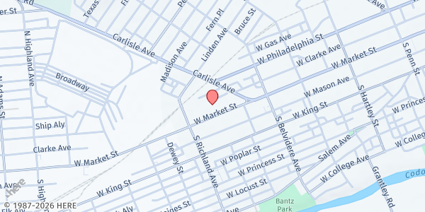 Map showing St. Matthew Evangelical Lutheran Church Food Pantry at 839 W. Market St., York, PA